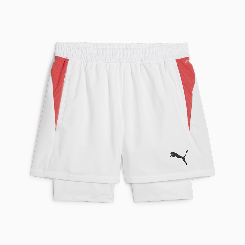 Puma Individual teamGOAL Racquet Sports 2-in-1 Shorts - White-Active Red