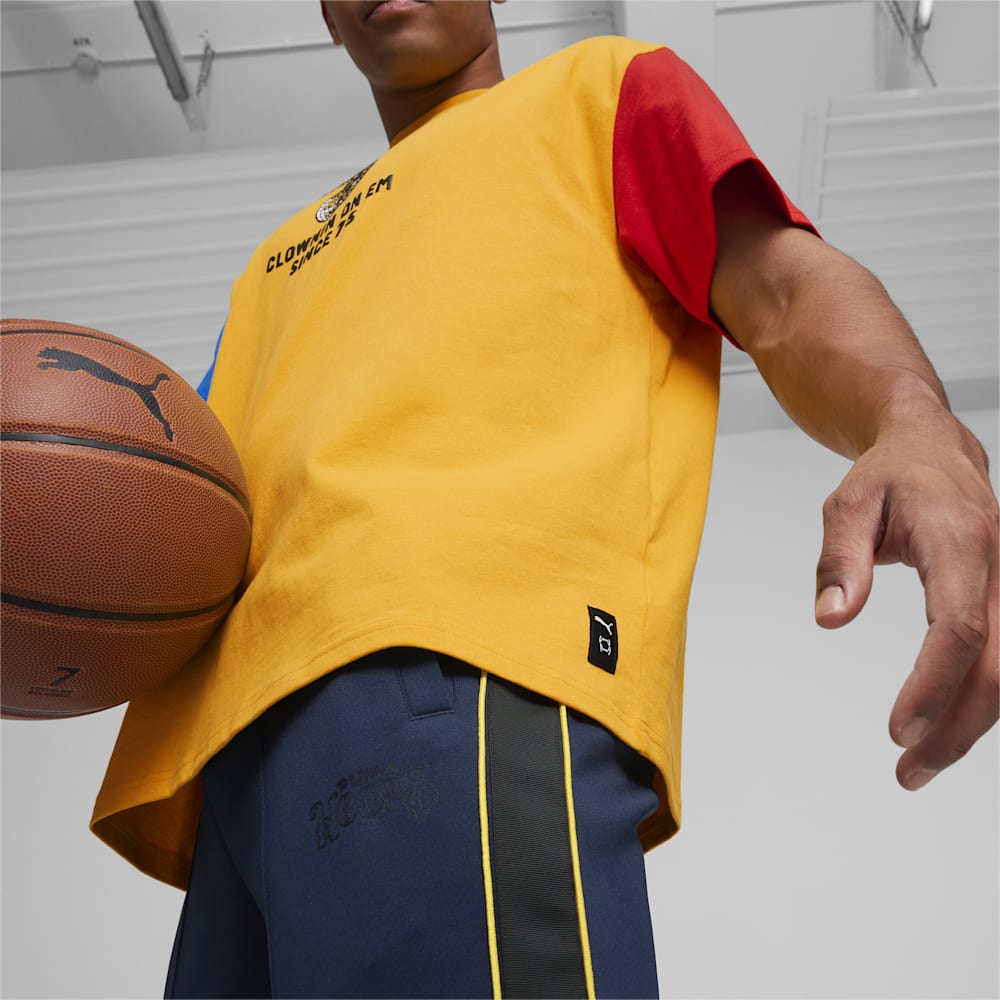 Puma SHOWTIME Clown On Em Basketball Tee - Yellow Sizzle-Electric Blue Lemonade-For All Time Red