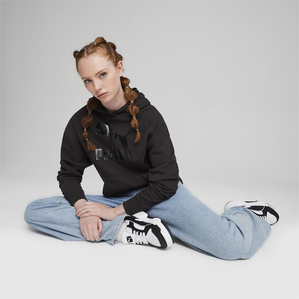 Puma CLASSICS Shiny Logo Hoodie - Black