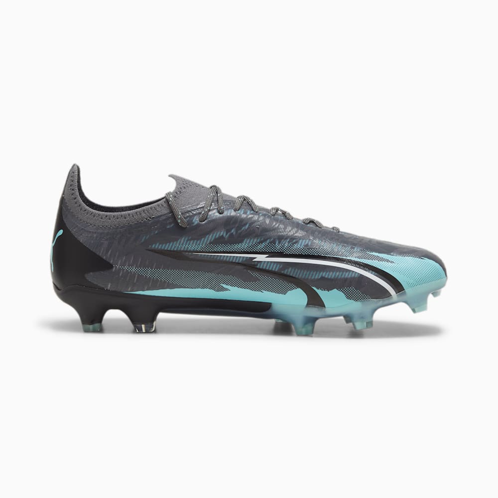 Puma ULTRA ULTIMATE RUSH FG/AG Soccer Cleats - Strong Gray-White-Elektro Aqua