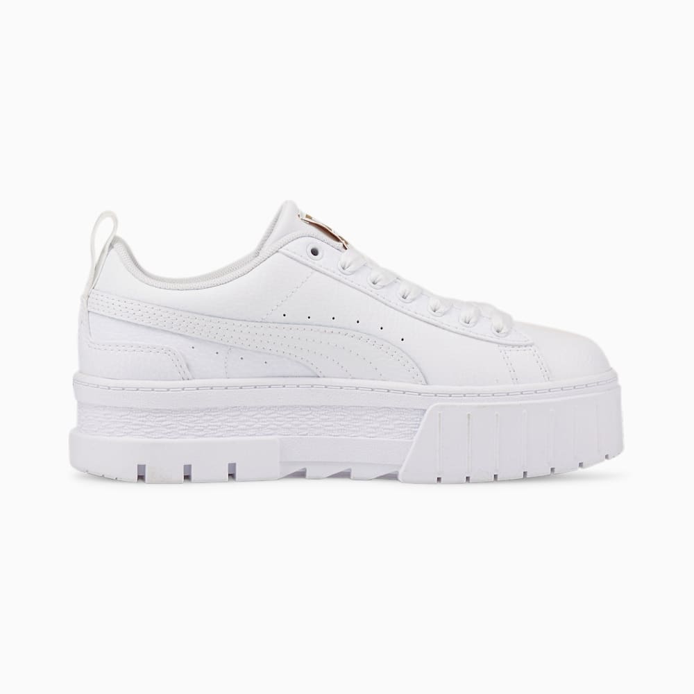 Puma Mayze Leather Big Kids Sneakers - White-Team Gold
