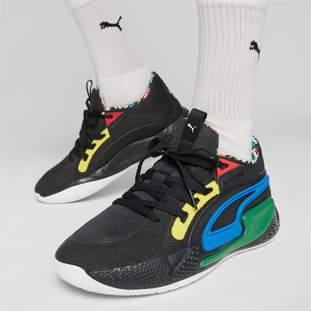 Puma Court Rider Chaos Trash Talk Basketball Sneakers - Black-Pelé Yellow-Archive Green-Racing Blue-White