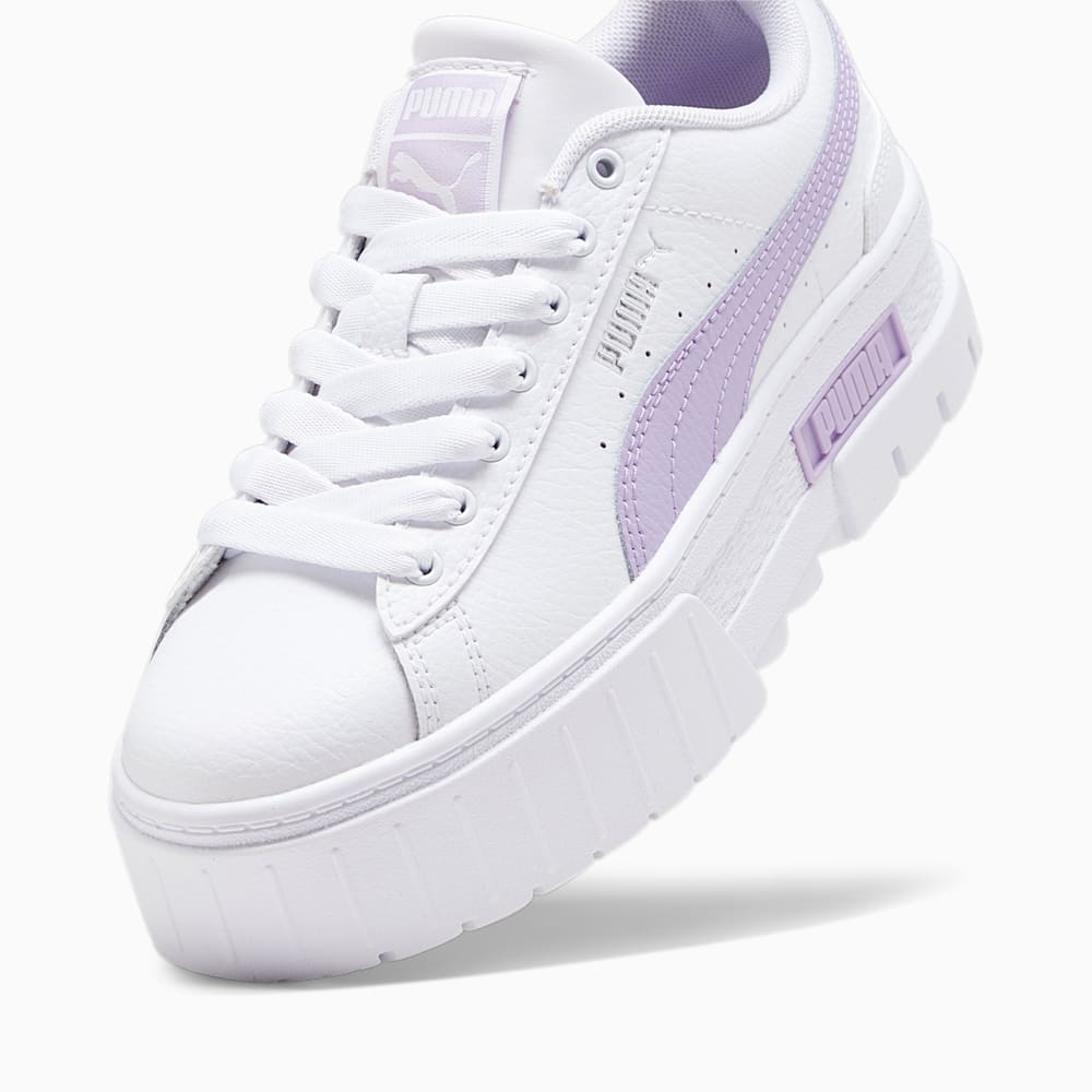 Puma Mayze Leather Big Kids Sneakers - White-Vivid Violet