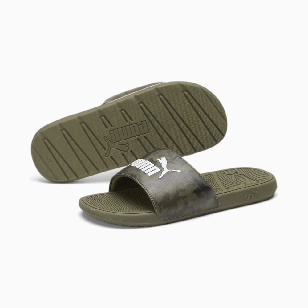 Puma Cool Cat 2.0 Camo Slides - Dark Olive-Black-Deep Lichen Green-White