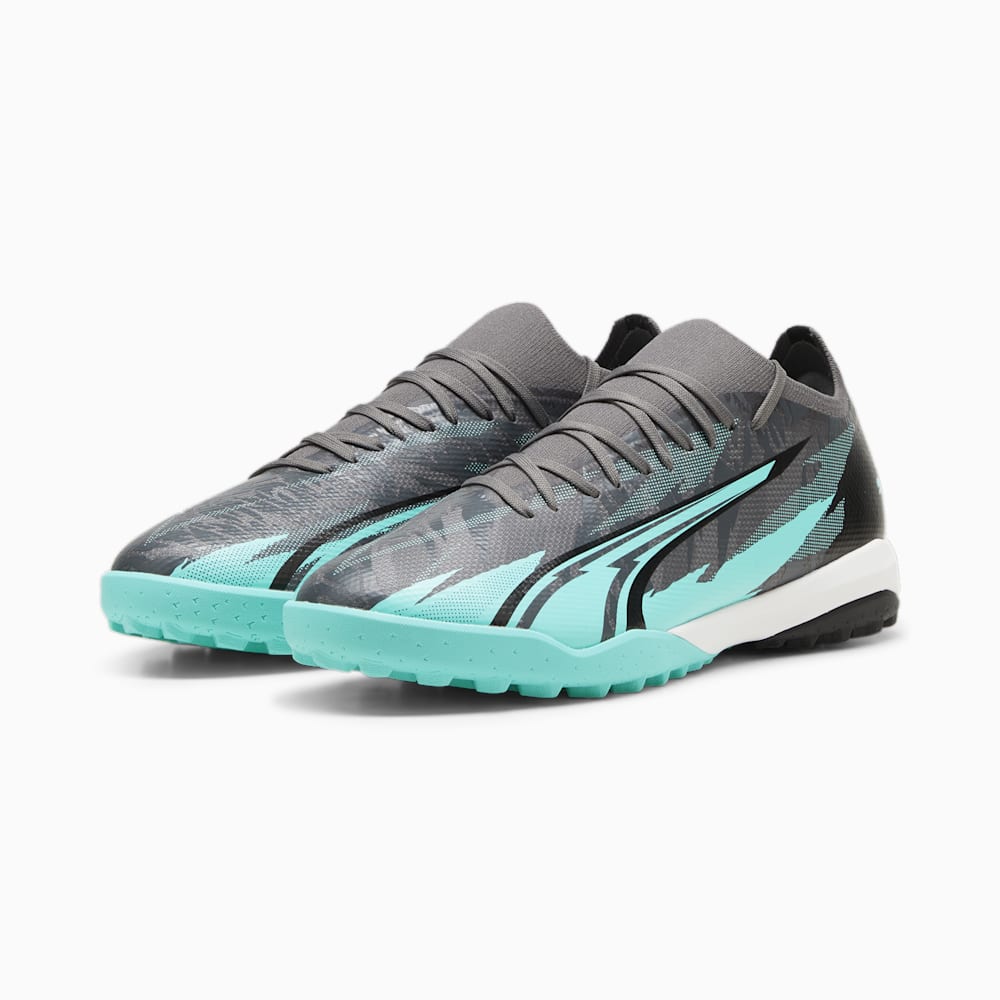 Puma ULTRA MATCH RUSH TT Soccer Cleats - Strong Gray-White-Elektro Aqua