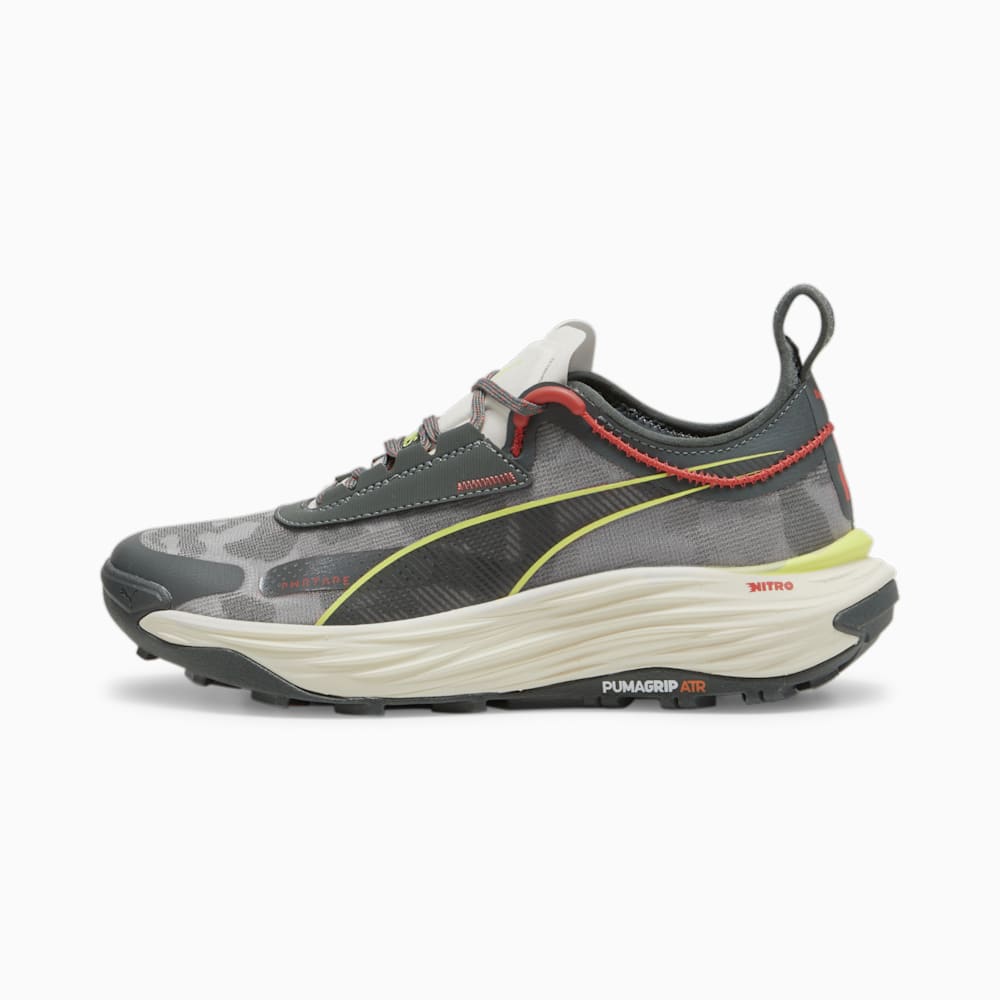 Puma SEASONS Voyage NITRO™ 3 Running Shoes - Mineral Gray-Active Red-Lime Pow