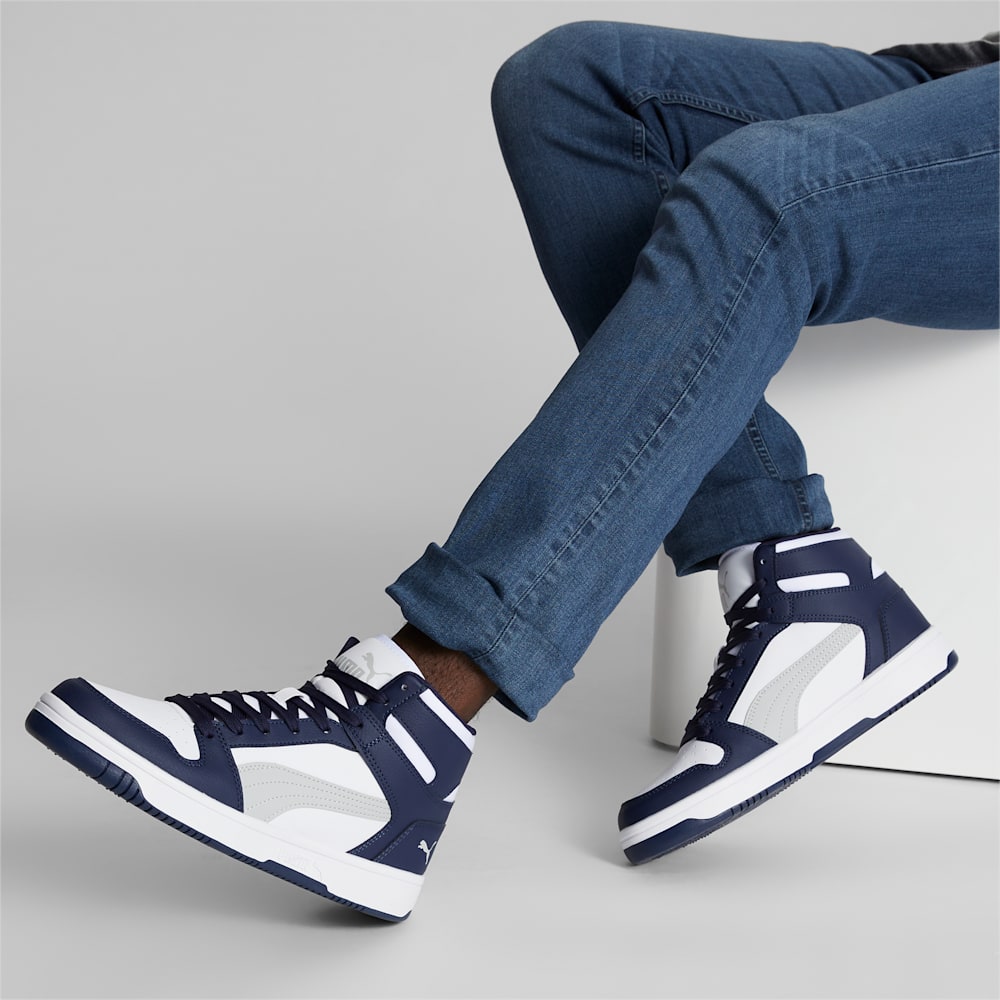 Puma Rebound LayUp Sneakers - White-Ash Gray-Navy