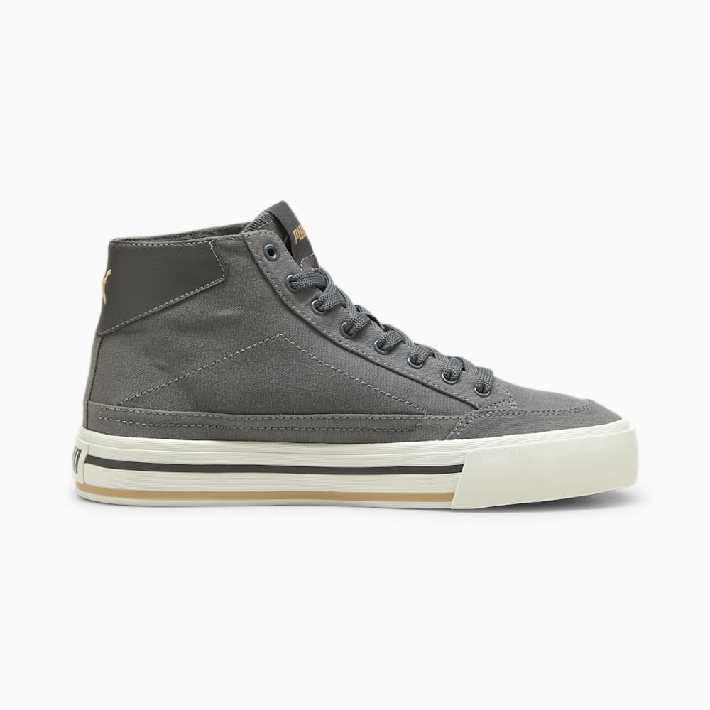 Puma Court Classic Vulc Mid Unisex Sneakers - Mineral Gray-Prairie Tan-White
