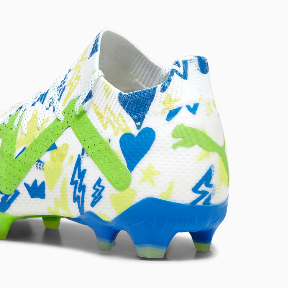 Puma FUTURE ULTIMATE Neymar Jr FG/AG Soccer Cleats - White-Racing Blue-Lemon Meringue-Parakeet Green